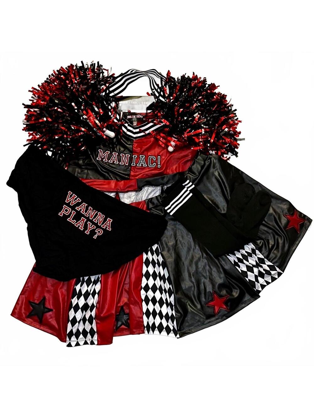 Dolls Kill Trickz N Treatz Maniac Cheerleader Harley Quinn Costume Set NWT 3x